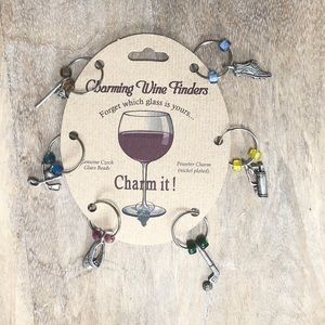 Golf Theme Pewter & Beads Wine Glass Charms